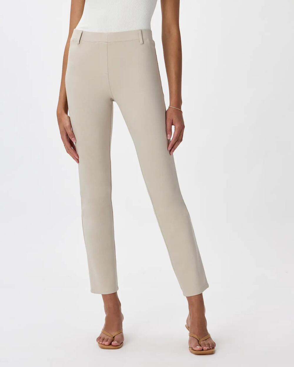 Quince Ultra-Stretch Ponte Straight Leg Pants Ecru Closet Staple Career Office M